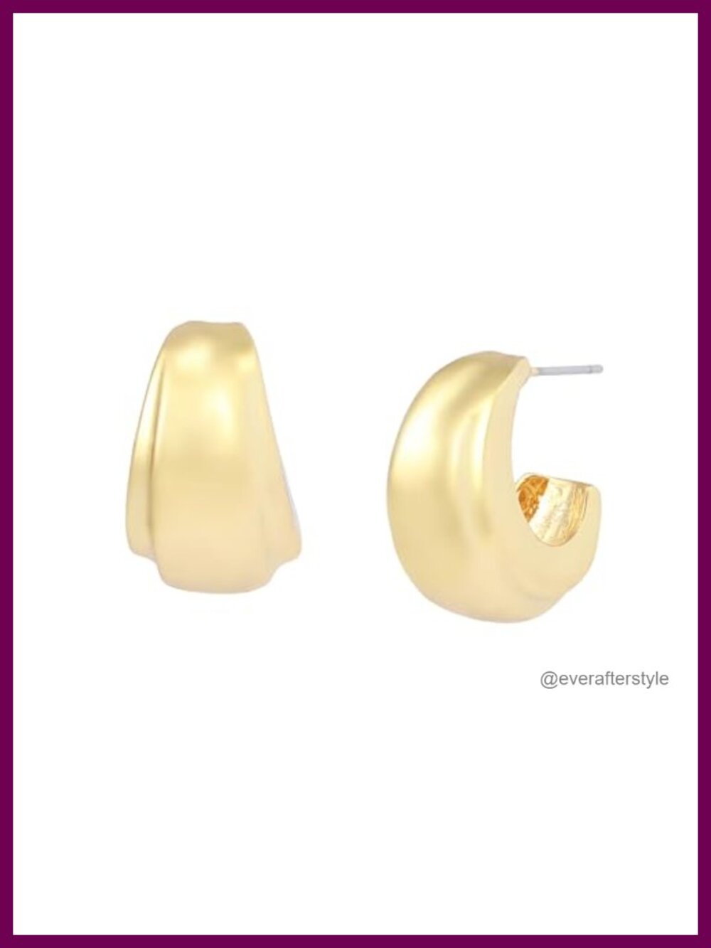 Chubby Huggie Hoop Earrings Lightweight Post Back Hypoallergenic